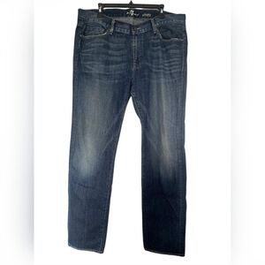 7 For All Mankind Men’s Washed Blue Straight Jeans
